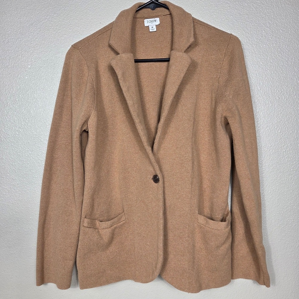 J.Crew Factory Schoolboy Sweater Blazer Camel Tan 100% Cotton Women's M